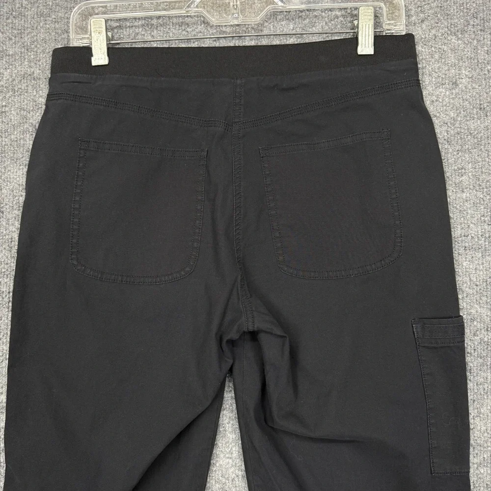 Chicos Capri Pants 00 Womens 2 Black Stretch Cargo Utility Cuffed Cropped